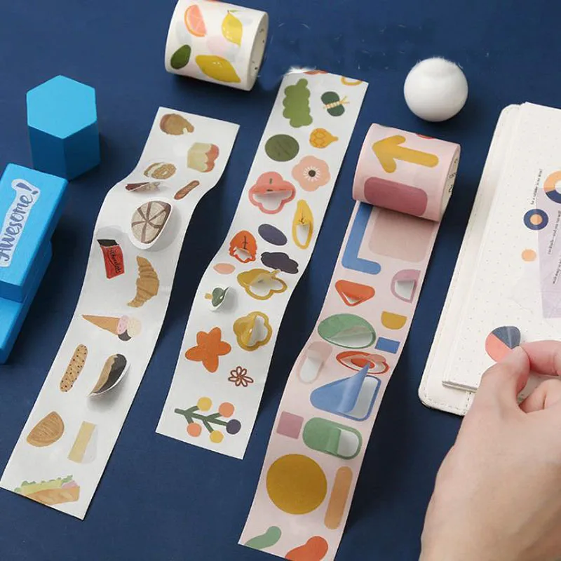 

1 Pcs Cartoon Childhood Geometry Fruit Bread Doodle Paper Decorative Adhesive Tape Washi Tape/Masking Tape Stationery Stickers
