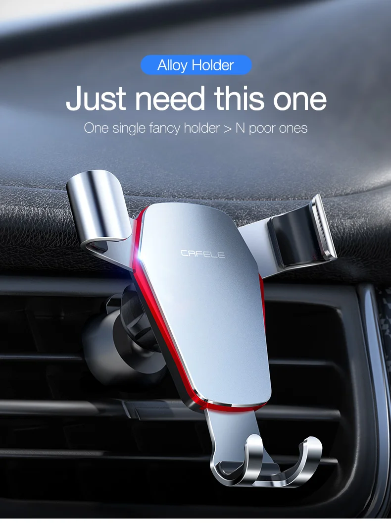 CAFELE Gravity Car Phone Holder Air Vent Monut Stand Holder For Phone in Car Support For iPhone 12 11 Pro Accessory Car Interior flexible phone holder