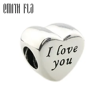 

Emith Fla 925 Sterling Silver Heart-shaped Charm Beads DIY Fit For European Brand Bracelet & Necklace Vintage Jewelry Beads