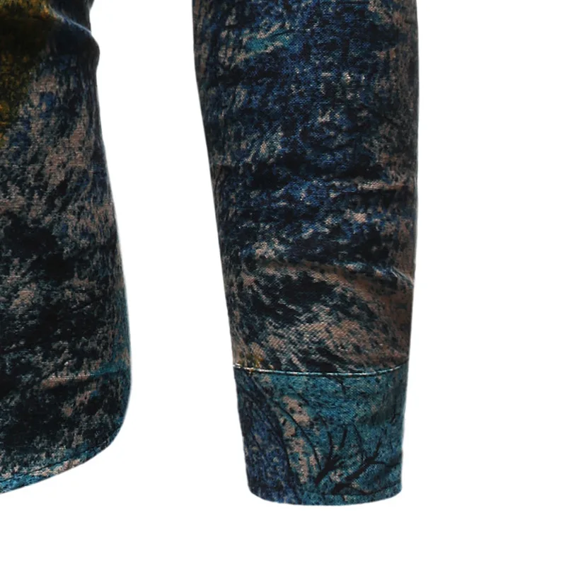FFXZSJ Мужская модная Молодежная весенне-осенняя Повседневная рубашка с длинными рукавами из дышащего хлопка с воротником-стойкой и