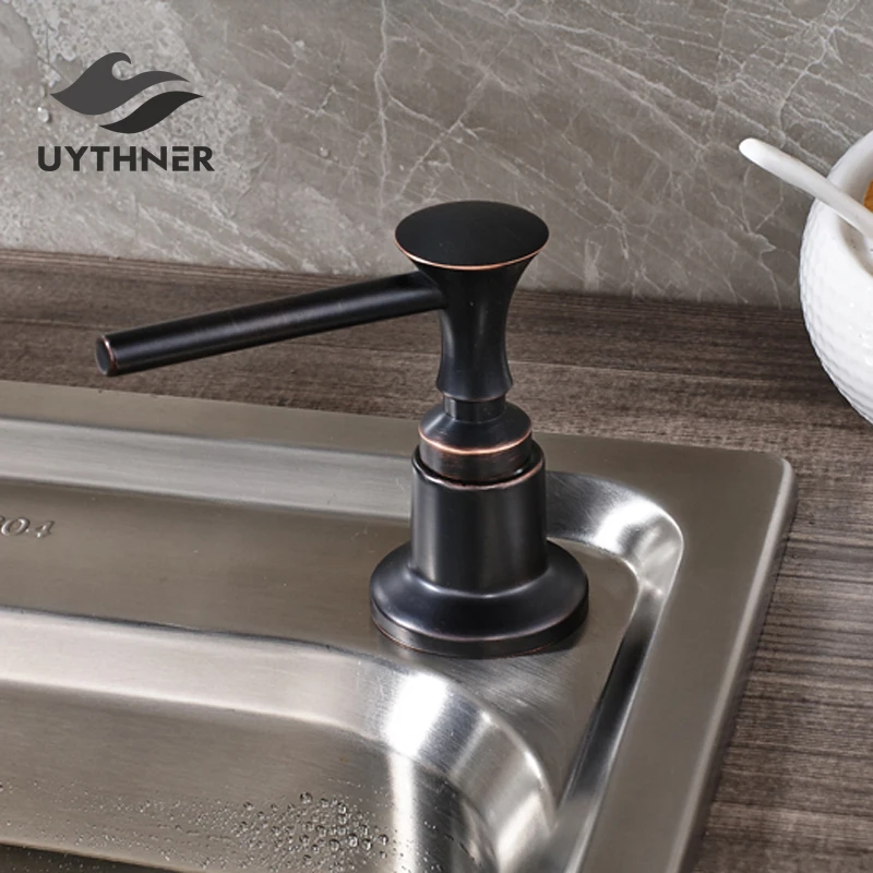 

Oil Rubbed Bronze Kitchen Soap Dispenser 220ML Plastic Bottle Kitchen Sink Liquid Soap Dispenser Deck Mount