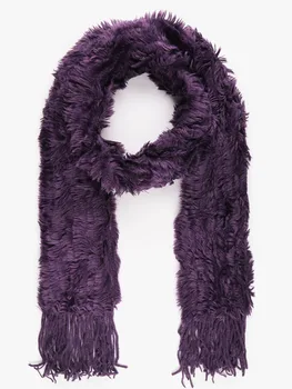 

Mixed wool Scarf with fur and fringe