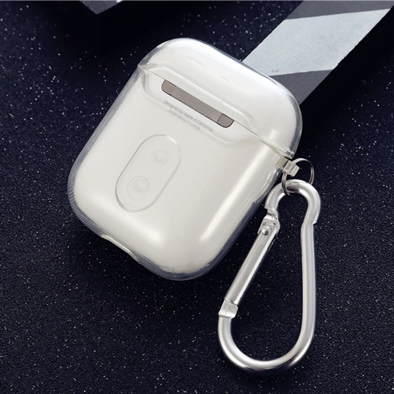 

Silicone Cover Case for Apple Airpods Case Slim Soft Shockprood Earphone Protective Skin Housing for Air Pod 1 2 2nd with Hook