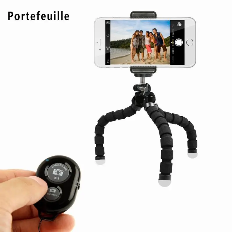 

Portefeuille Bluetooth Remote Shutter Flexible Octopus Mini Phone Tripod Stand Holder For iPhone 6S 7 Plus 8 X 6 Suporte Celular