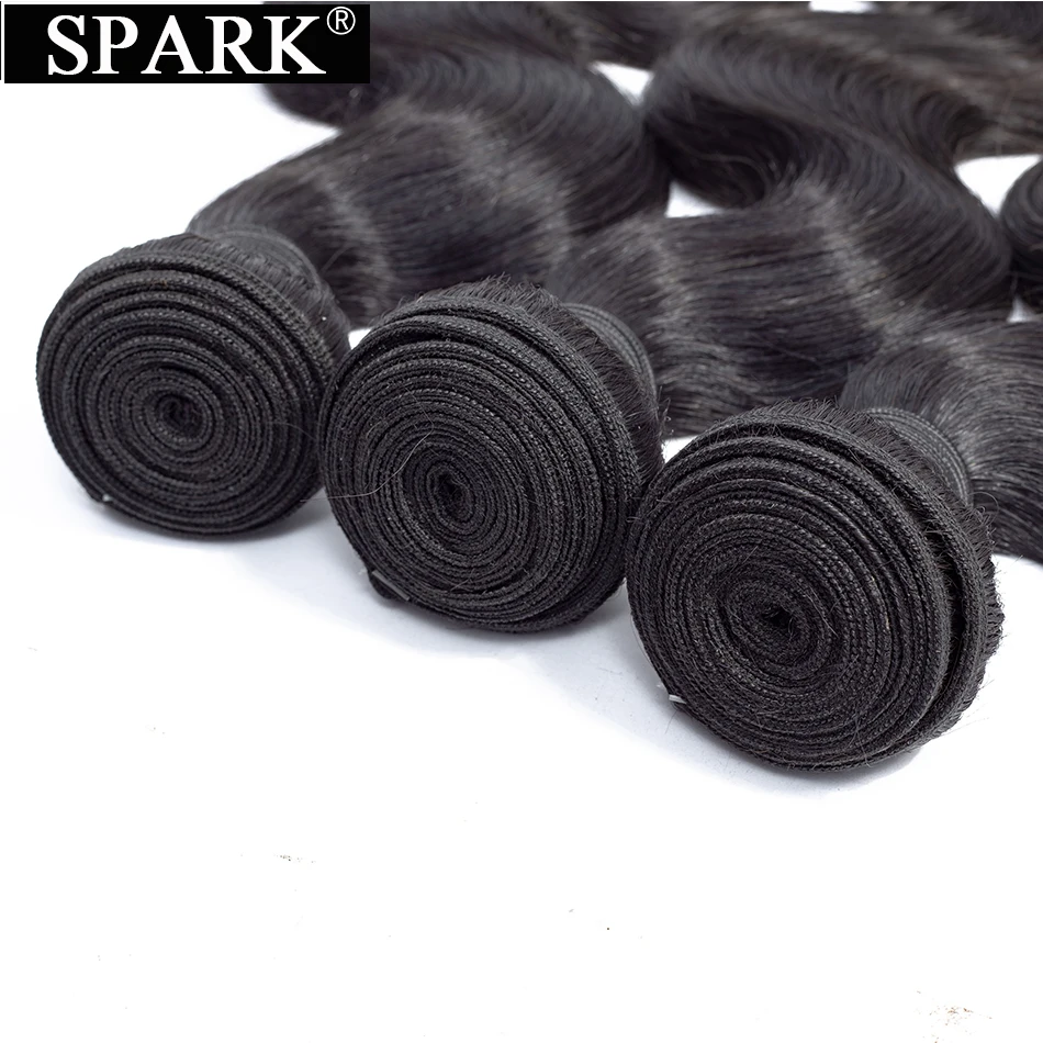 Spark Омбре бразильские волосы плетение 4 или 3 пучка с закрытием объемная волна Remy человеческие волосы для наращивания с кружевом Закрытие натуральный цвет