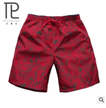 2015 New summer Men's beach shorts male red printing quick-dry Fifth shorts Men Swimwear Board Shorts  Loose Swimsuit#B3