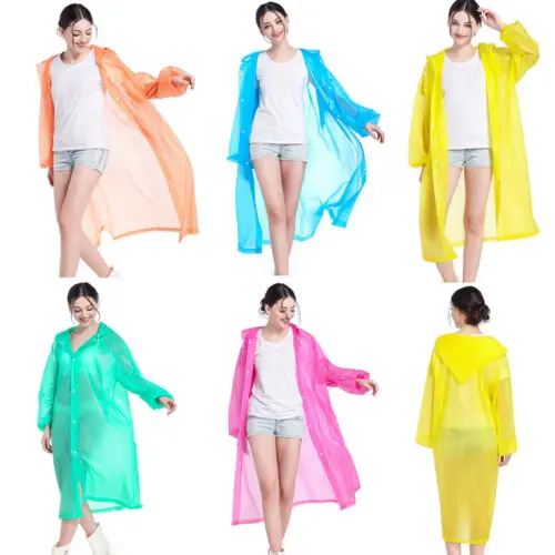 

Clear See Through Raincoat Transparent Festival EVA Rain Coat Outdoor Camping UK