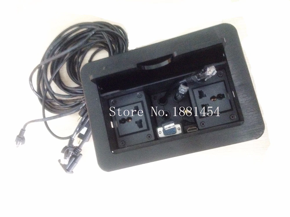 

Conference Table Connectivity Box AC Power Outlet & HDMIx2/USBx1/RJ45x2/3.5mmx1 Cables free shipping by DHL