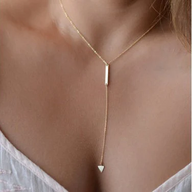 

Fashion Simple Bohemain Triangle Pendant Chain Necklace For Women Gold Color Tassel Bar Choker Statement Necklace Charm Jewelry