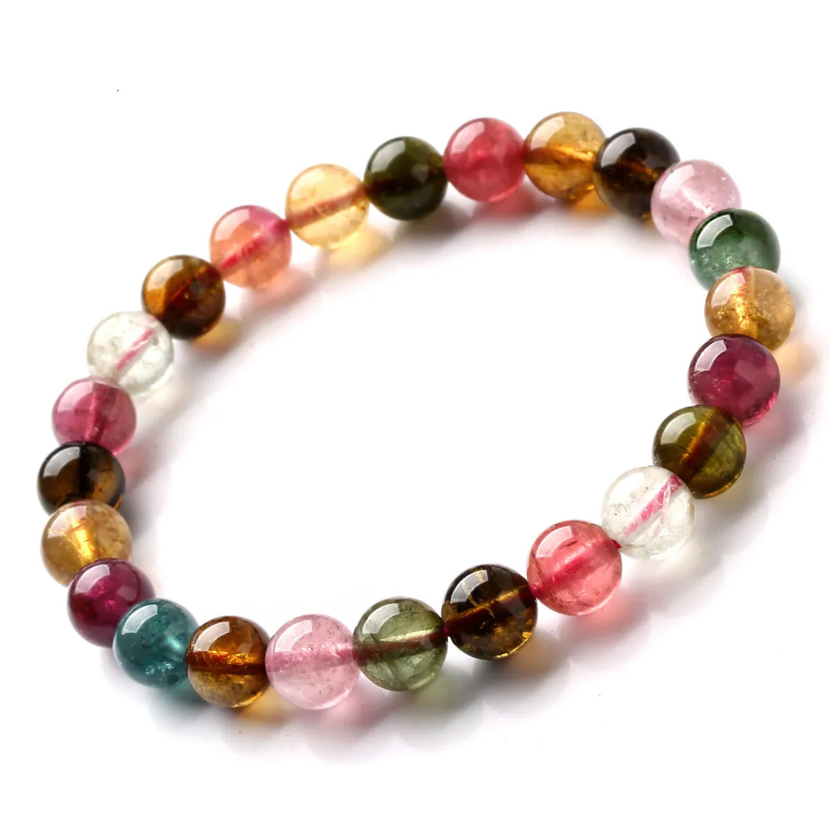

Tourmaline Bracelet Female Color Tourmaline Single-loop Hand String One Thing One Picture