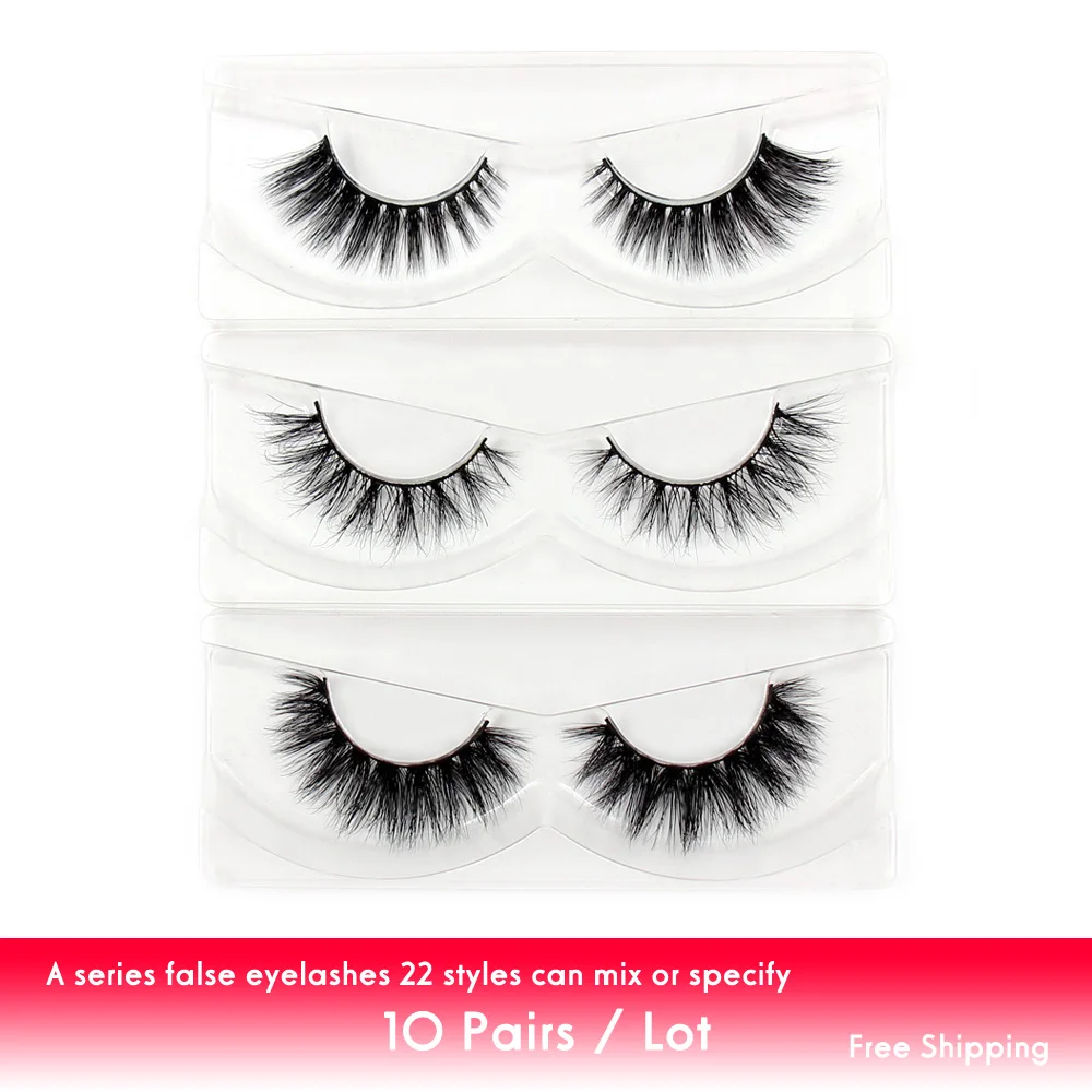 

LEHUAMAO 10Pairs/Lot Eyelashes 3D Mink False Eyelashes Volume Fluffy Lashes Natural Long Cruelty Free Lash Dramatic Makeup Eye