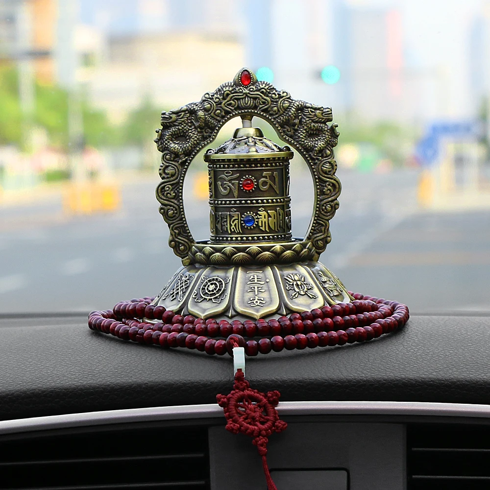 Car Ornament Creative Solar Energy Buddhist Tibetan Prayer Wheel