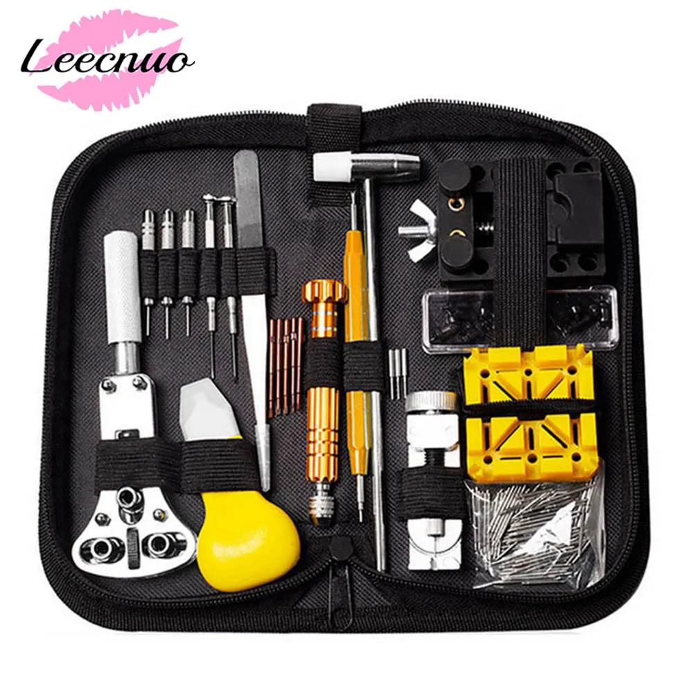 

Leecnuo 148/16Pcs Watch Repair Tool Kit Metal Adjustment Set Band Case Opener Link Spring Bar Remover Watchmaker Tools For Watch