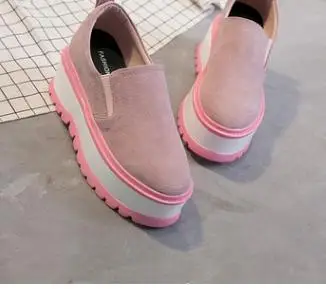 

2018 new high-thick platform shoes, leather casual shoes, one foot, Lok Fu shoes