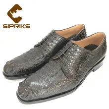 Sipriks Luxury Mens Premium Shoes Italian Custom Goodyear Welted Shoes Black Crocodile Skin Leather Shoes Mens Alligator Shoes