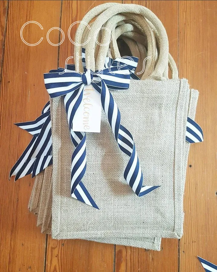 

Cocostyles personalized blank stunning colorful steak ribbon gunny bag with tag for wedding part event gift bag and home decor
