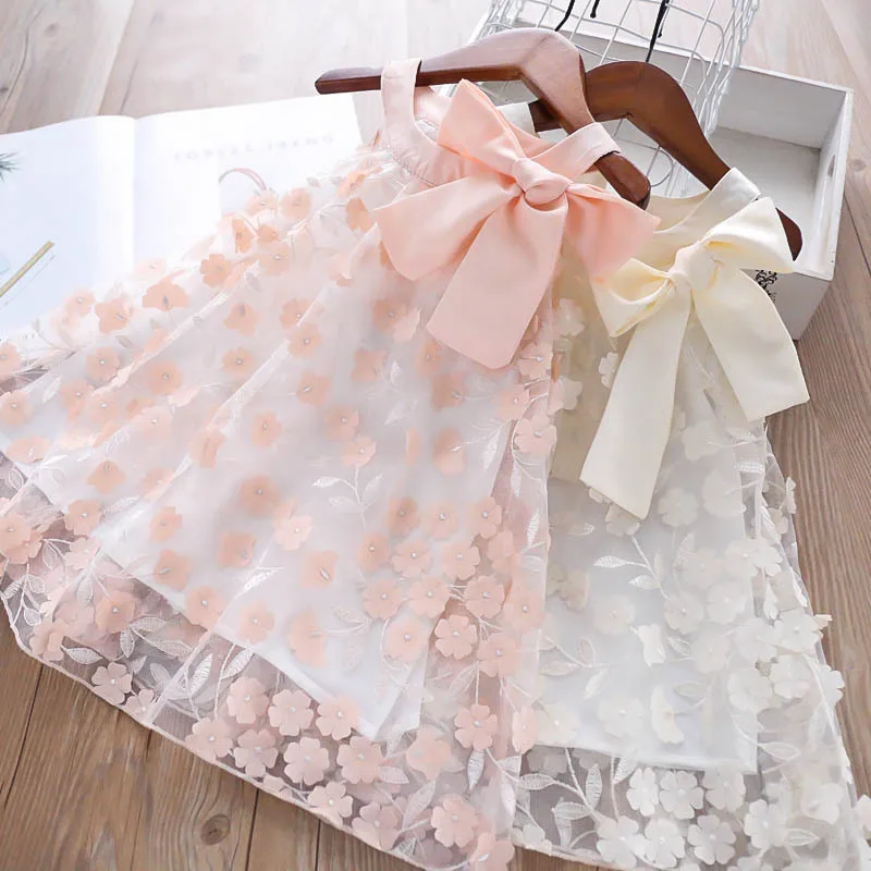 Girl Big Bow Knot Three-dimensional Petals Dress Children's Waistcoat Frocks Wholesale | Детская одежда и обувь
