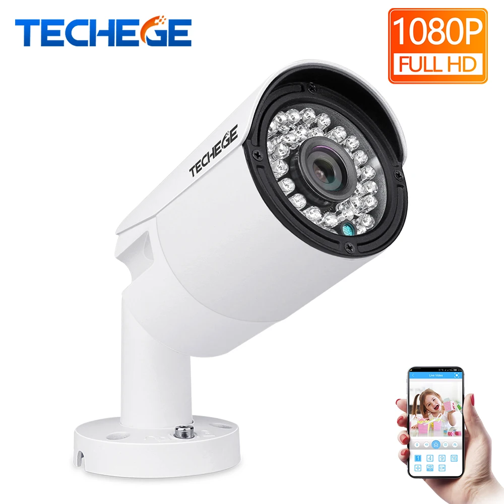 Techege 2MP POE IP Камера HD Ночное видение Водонепроницаемый IP66 открытый P2P ONVIF 2 0