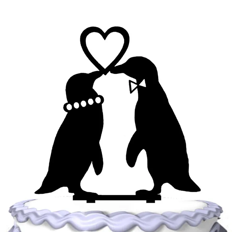 Aliexpress.com : Buy Meijiafei 2 Penguins with Love Heart Wedding Cake