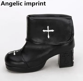 

Angelic imprint handmade mori girl Women short boots lady lolita punk ankle Boots woman high heel pumps platform shoes 33-47
