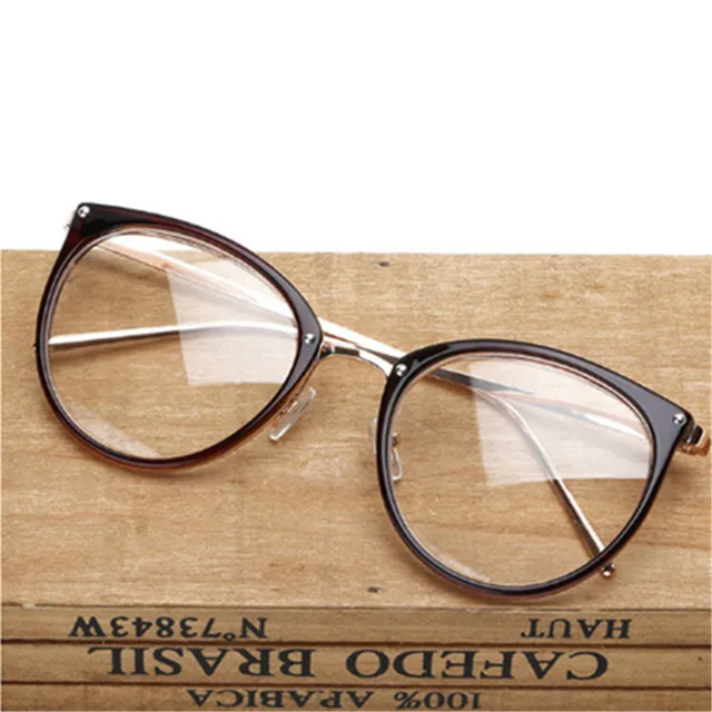 COOLSIR Retro Metal Frame Eyeglasses Oversized Clear Lens Glasses Men Women Transparent Optical Cat Eye Glasses Frames Spectacle