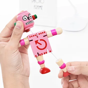 

Wooden Robot Toy Early Learning Elastic Deformation Robots Figure Toys for Children Kids Adults FJ88