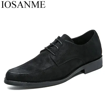 

shoes men suede leather italian formal dress footwear wedding office elegant flats male pointed toe brogue oxford shoes for men
