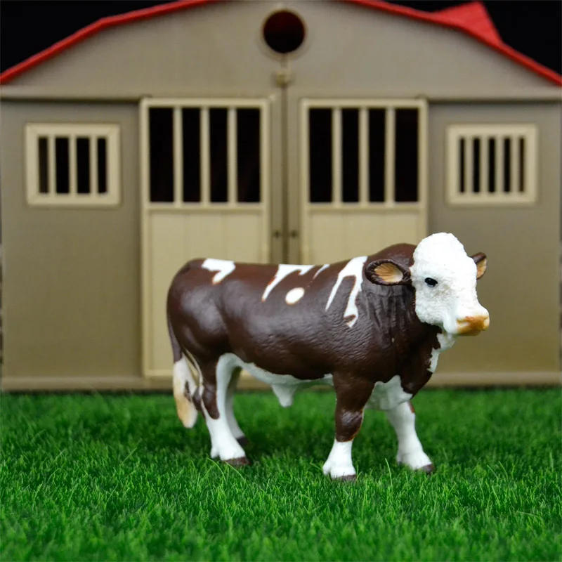 Подлинный фермерский дом, животные, скот, лошади, бельгийский синий бык, ТЕХАССКИЙ РОГ, симментальная корова, отличный Дэйн, детская игрушка, детский подарок - Цвет: Simmental cow