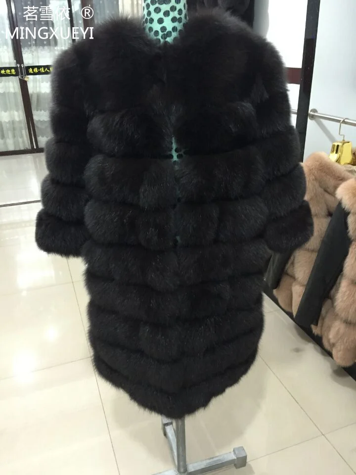 

Fox fur Coat new products and natural fox fur coat stripe 90 cm in length