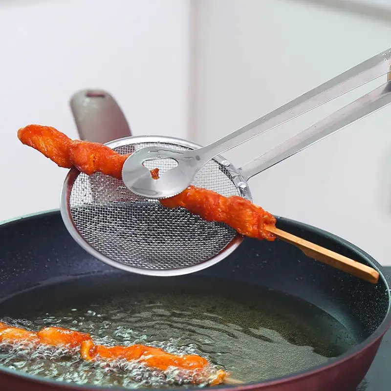 Stainless steel frying oil drain clip oil spill spoon barbecue clip fried scoop kitchen tool