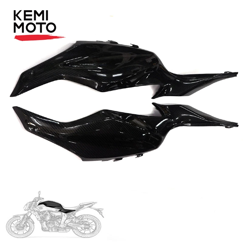 KEMiMOTO для Yamaha MT07 FZ07 Мотоцикл углеродного волокна Бензобак боковая крышка панель
