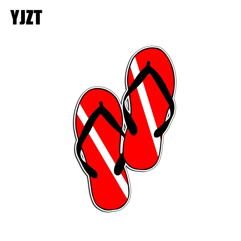 

YJZT 8.2CM*13.5CM Scuba Diving Sticker Diver Down Flag Graphic Slippers Funny PVC Car Decal 12-0455