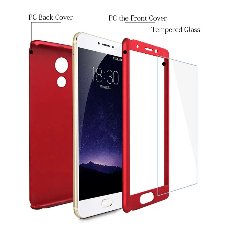 360 full hard case tempered glass for meizu m6 m5 m3 note m6s pro 7 01