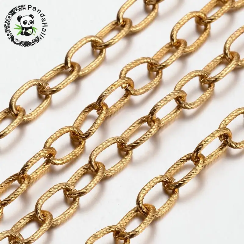 Aluminum Cross Chains, Oxidated in Gold, Size: about Chain: 12mm long, 8mm wide, 1.5mm thick-in 
