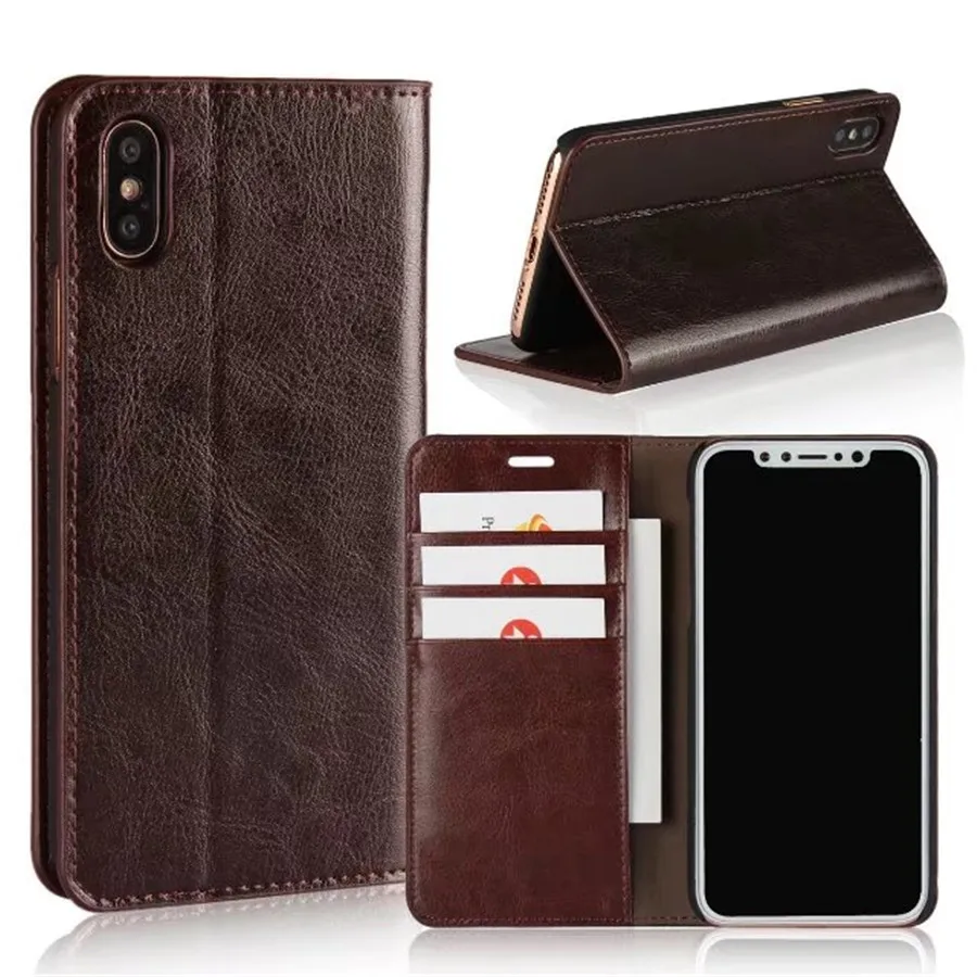 

For iPhone 8 Case Luxury Real Genuine Leather Flip Wallt Style Phone Bag Cover for iPhone 8 Cases Shockproof Phone Accessory