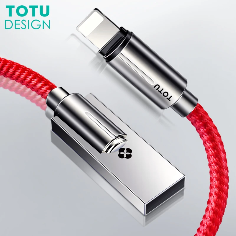 TOTU USB кабели для Lightning Кабель 2.4A цинковый сплав нейлон плетеный провод lightning iPhone