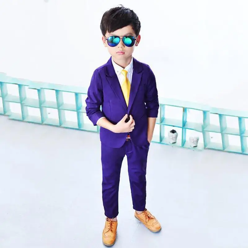 

New Children Boys Cotton Solid Blazer+Pant 2Pcs Sets Kids Boys Suits Formal Clothes Baby Boy Suit For Wedding Piano Party Y185