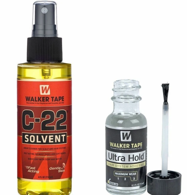 

1bottle Walker Tape C-22 Solvent Remover 4 Oz + 1bottel Ultra Hold Small Adhesive Glue for toupee hair 0.5 Oz / 15ml