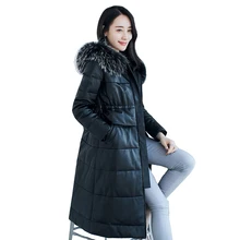 Роскошная обувь из натуральной овечьей кожи; замшевая обувь, пальто из искусственного меха Мужская куртка с капюшоном зимние Для женщин верхняя одежда приталенное пальто LF4248