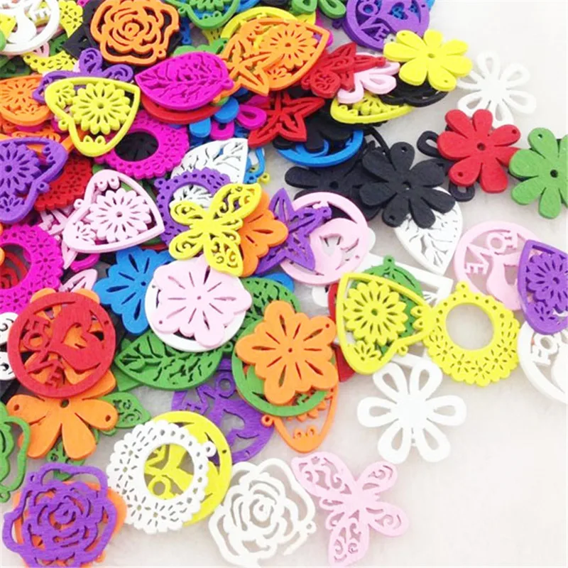 

10/50/100pcs Flower Leafs Butterfly Wood Buttons Sewing DIY Crafts Lots Mix WB87