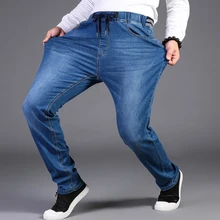 Calças de brim dos homens de grande porte 44 46 48 Calças alta strech jeans calças Calças Cintura Elástica Jeans reta 6xl 7xl 8xl 9xl calças