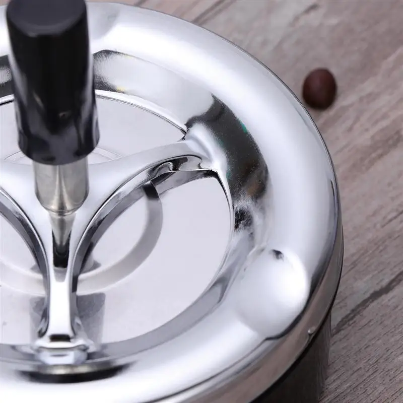 LUOEM Round Push Down Cigarette Ashtray Stainless Steel Tabletop