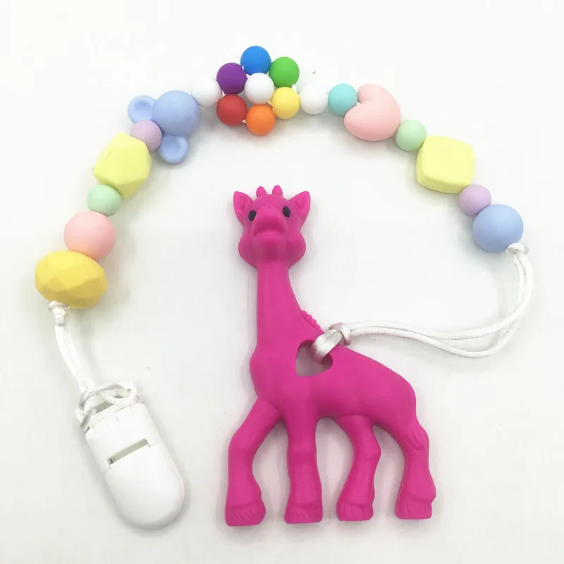 silicone teething pacifier clips with giraffe Baby Pacifier Chain