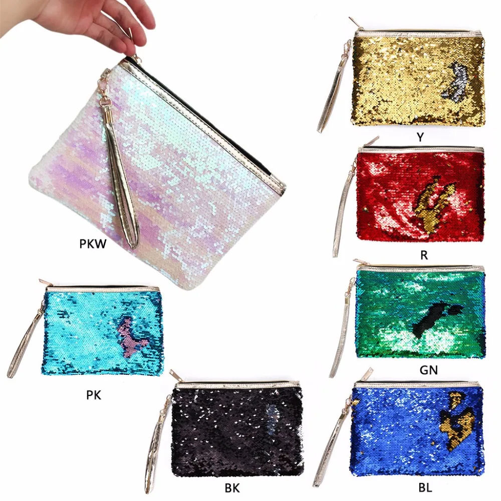 

THINKTHENDO Fashion Purse Pencil Case Cosmetic Bag Sequins Makeup Zipper Pouch New 20x6.3x13.3cm
