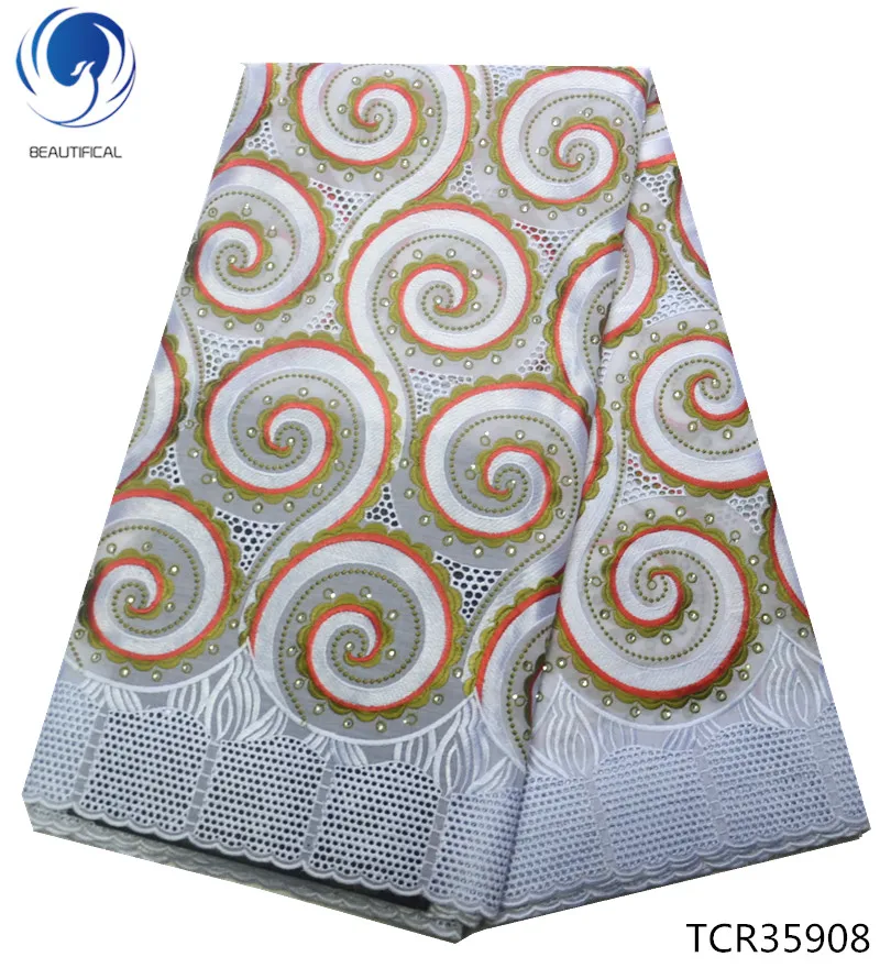 

BEAUTIFICAL african fabrics lace swiss cotton voile lace nigerian swiss lace fabric 5 yards/lot multicolor for sewing TCR359