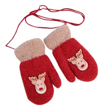 Зимние теплые рождественские детские перчатки с принтом оленя для маленьких мальчиков и девочек 9,10