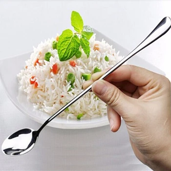 

Hot Sale 2 Pc/set Long Handled Stainless Steel Coffee Spoon Ice Cream Dessert Tea Spoon For Picnic Kitchen Tableware Accessories