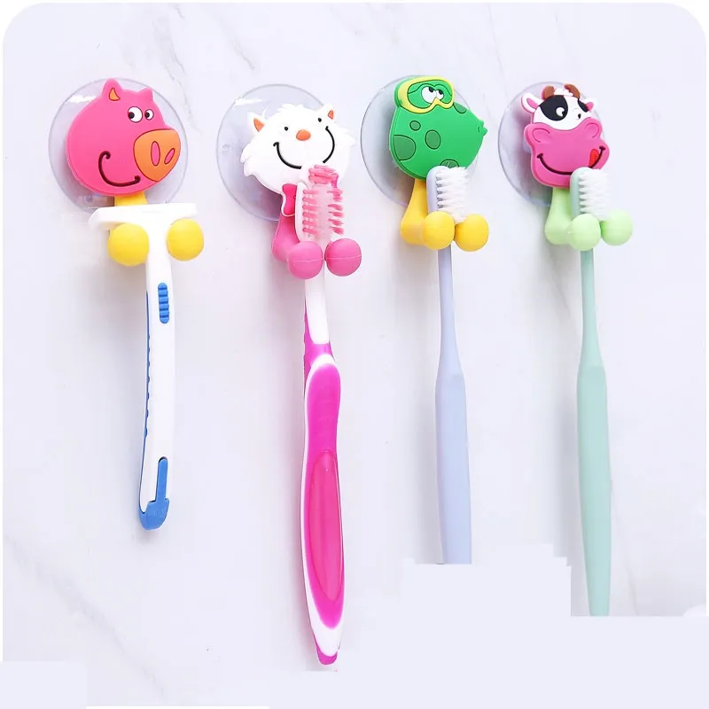 4Pcs Animal Minion Suction Cup Toothbrush Holder Bathroom Accessories