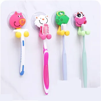 

4Pcs Animal Minion Suction Cup Toothbrush Holder Bathroom Accessories Set Wall Suction Holder Tool lovers'suits Toothpaste