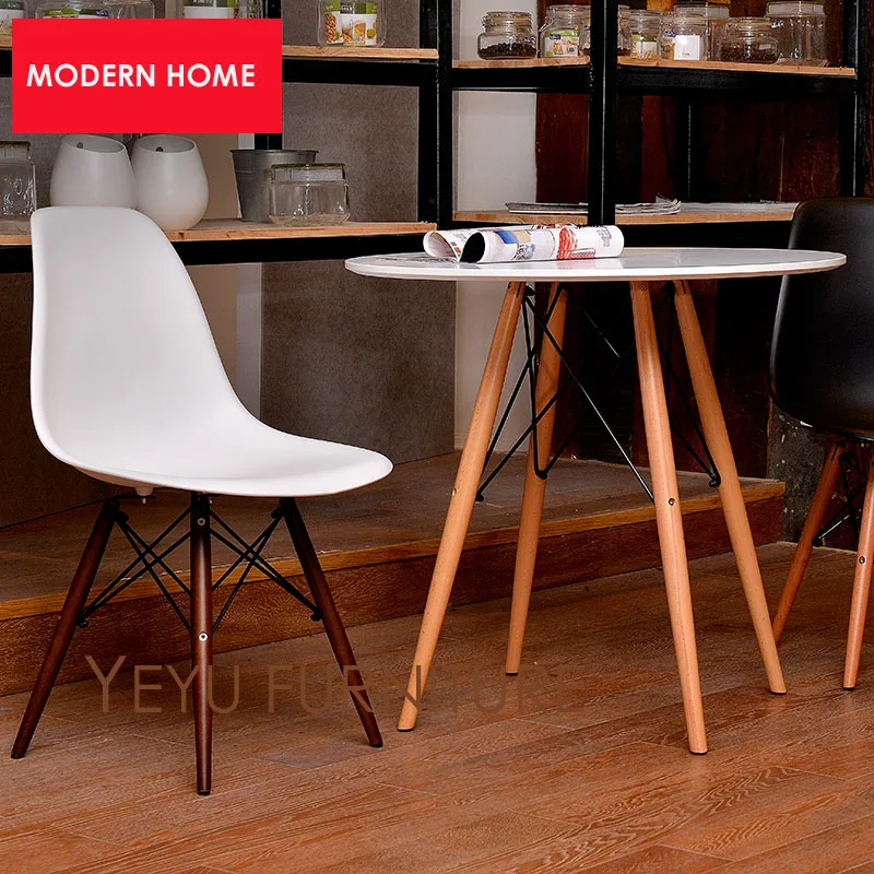 Design Moderno e minimalista assento Plástico e noz de cor Perna base De Madeira sólida Cadeira de Jantar Side Chair Moderna Casa Design Simples